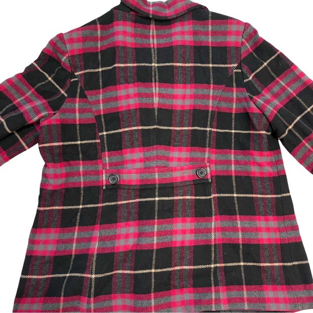 Chadwicks 90s Red & Black Plaid Checkered Wool Rayon Blend Coat - Picture 4 of 8